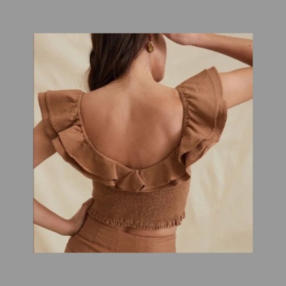 NWT Anthropologie Maeve Ruffled Smocked Top - Size 8 (Retail price $90) - Picture 2 of 5